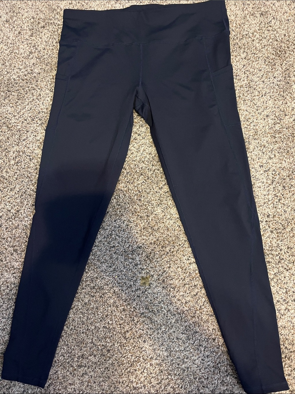 Lamibaby High-Waist Navy Leggings with Side Pockets, Size 2X